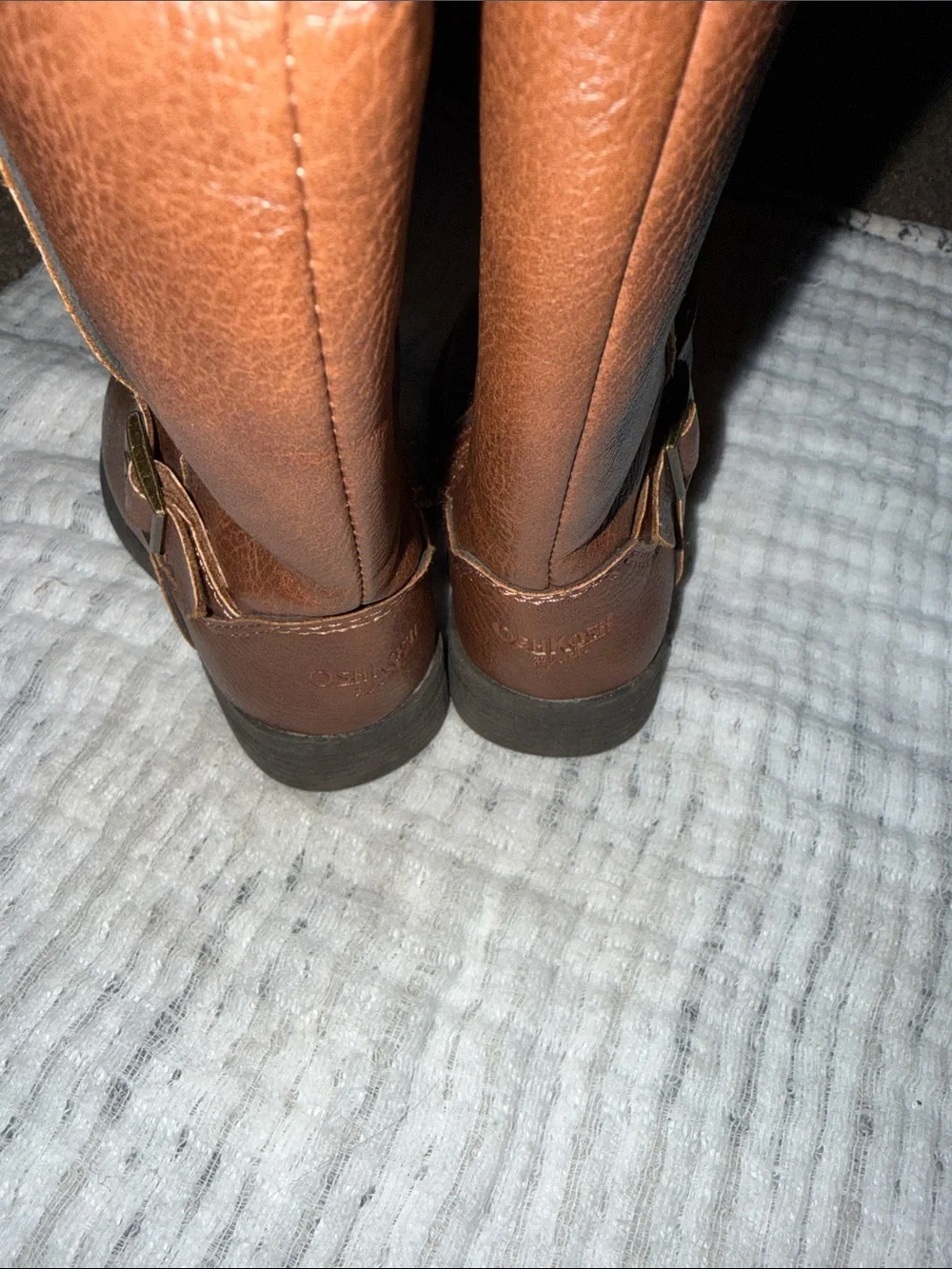 OshKosh B'gosh Brown Girls Faux Leather Mid-Calf Boots with Buckle